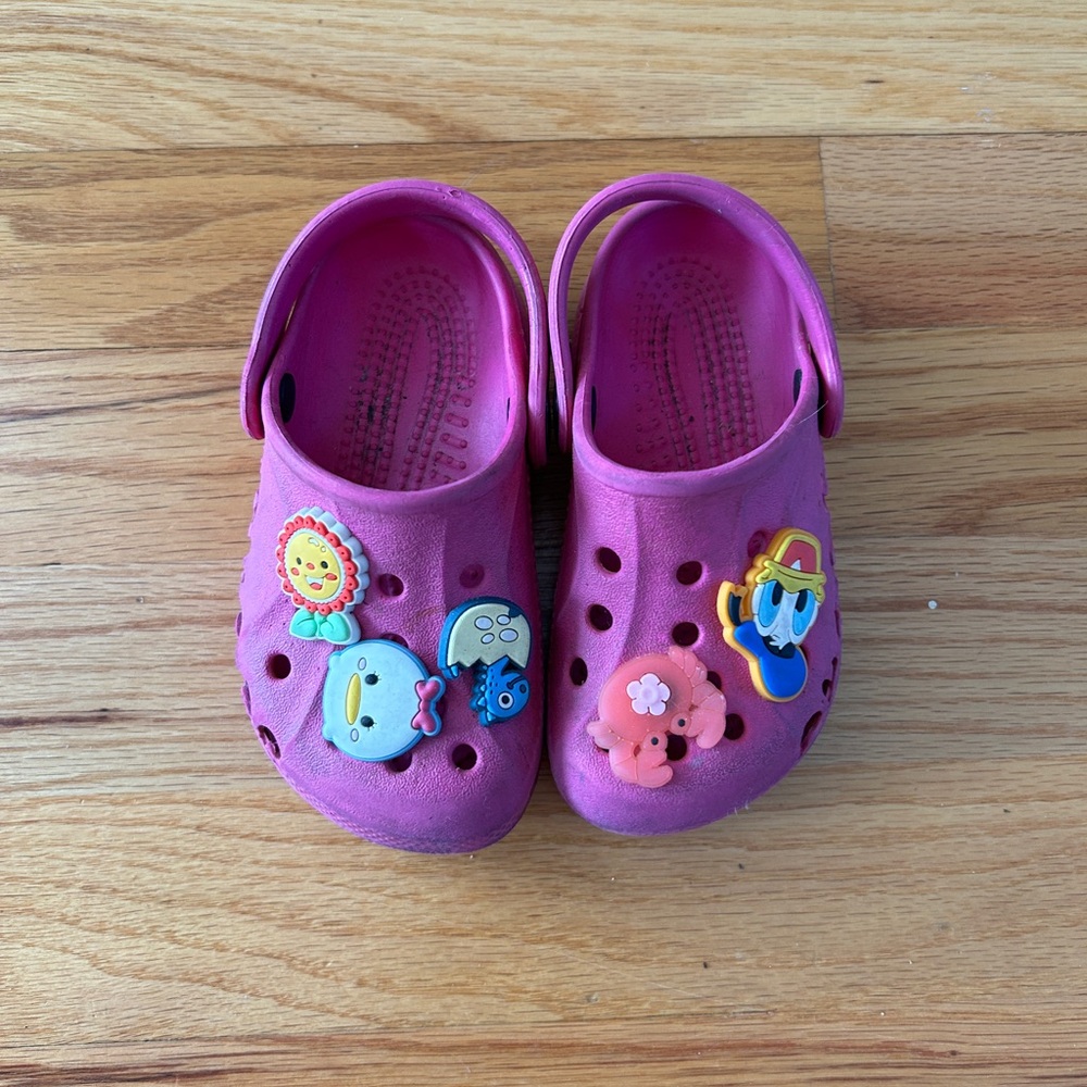 Kids Pink Clogs with Fun Charms